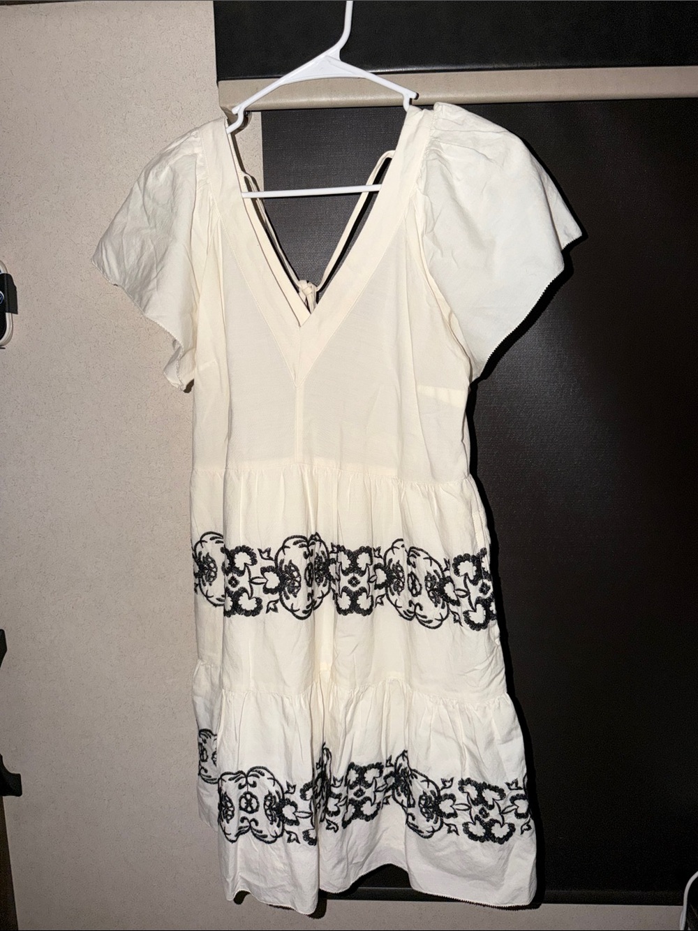 Old Navy Cream Dress with Black Embroidered Bands - Women's